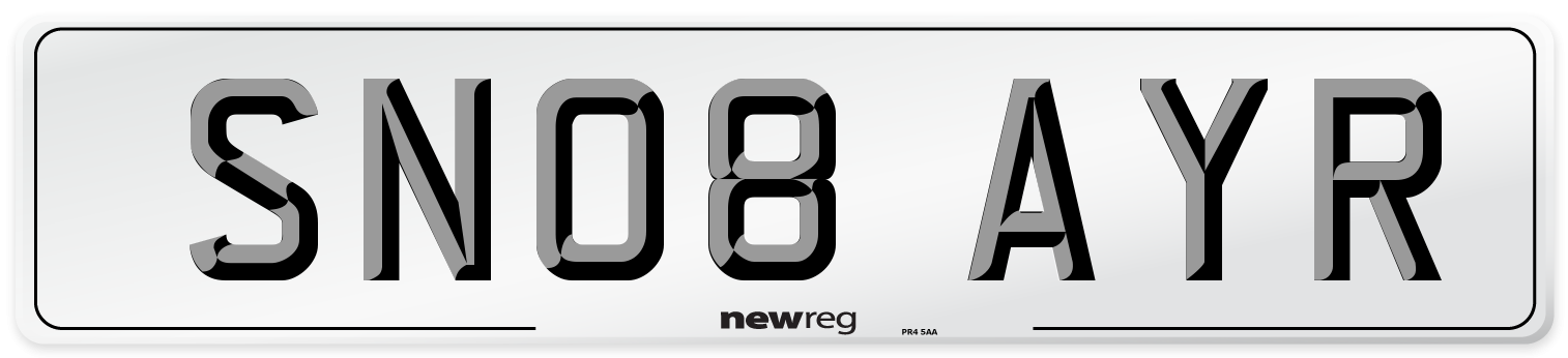 SN08 AYR Number Plate from New Reg